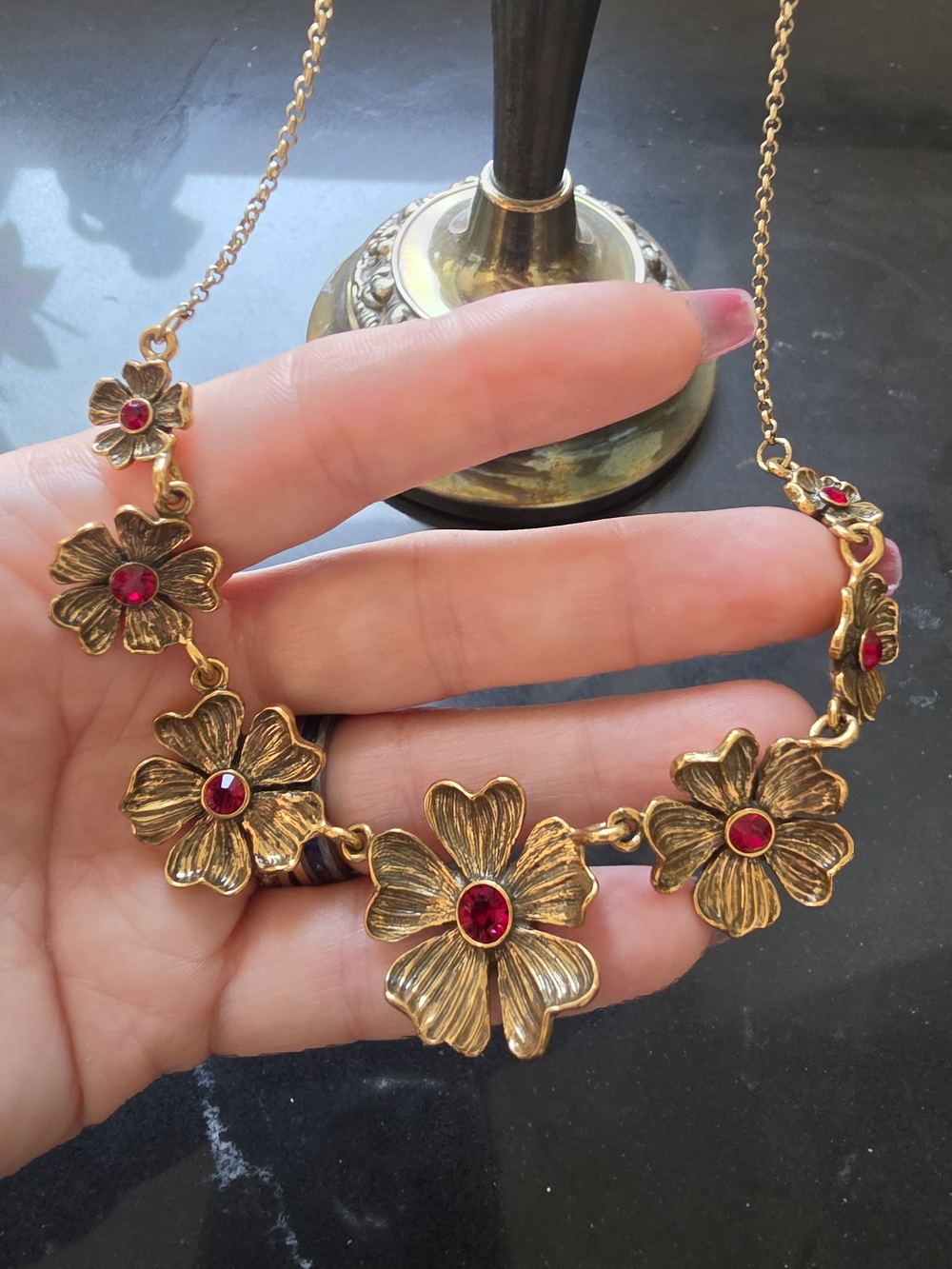 Rare Vintage Pilgrim Danish Design Botanical Statement Necklace